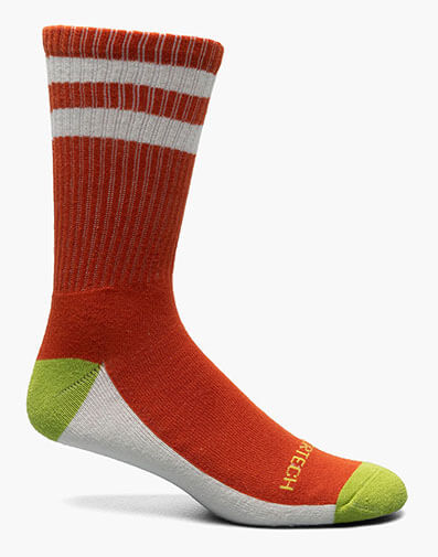 Sports Men's Crew Socks in Orange for $8.00 dollars.