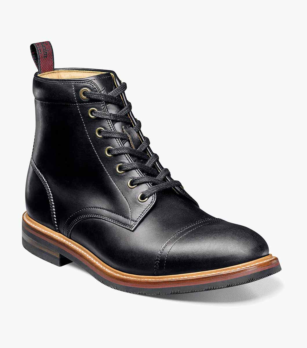 Men's Casual Shoes | Black Cap Toe Boot 