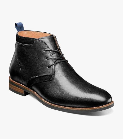 Men's Extended Widths and Sizes Shoes | Black Plain Toe Chukka Boot ...