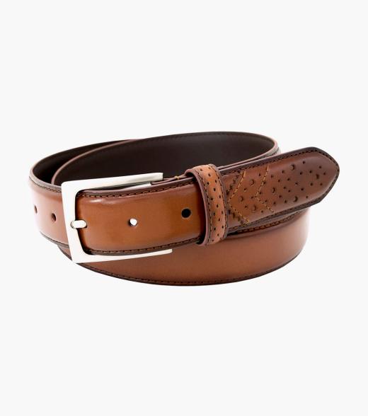 Men’s Belts | Cognac Wingtip Belt | Florsheim Castellano