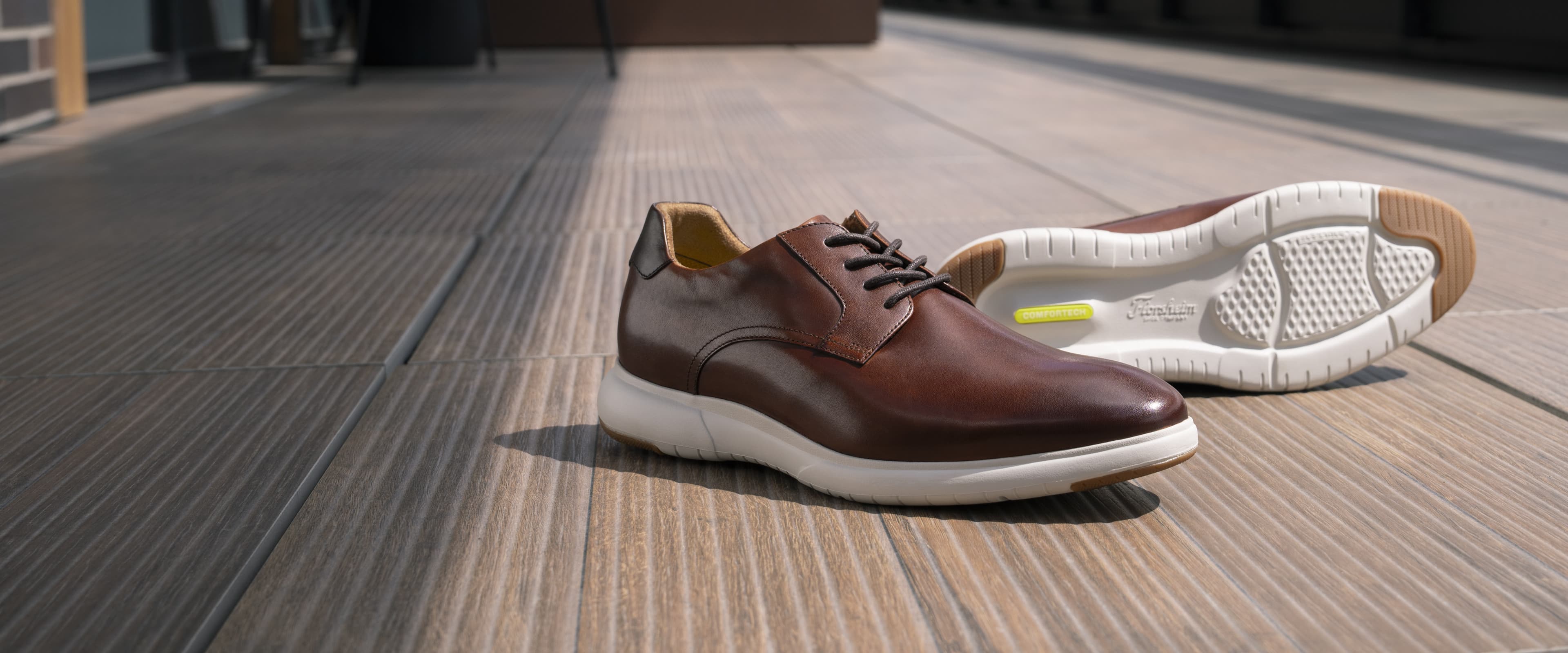 Shop Florsheim new arrivals featuring the Dash plain toe oxford in cognac.