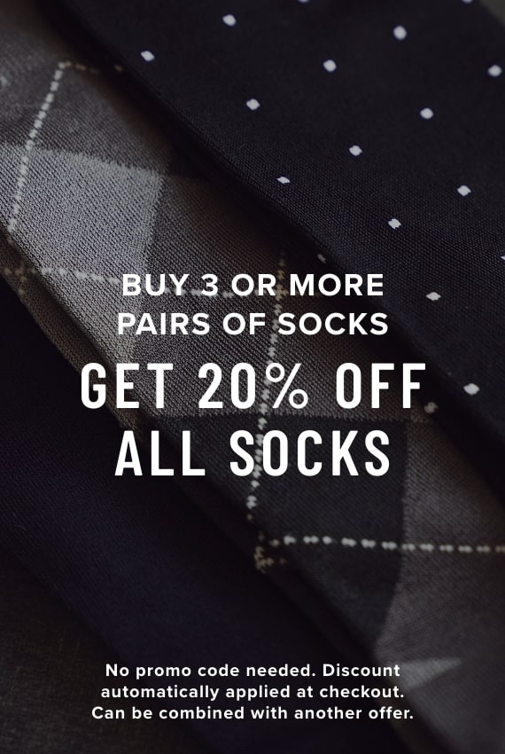 Men's Loafers & Slip Ons category. Buy 3 pairs of socks or more, get 20% off all socks.