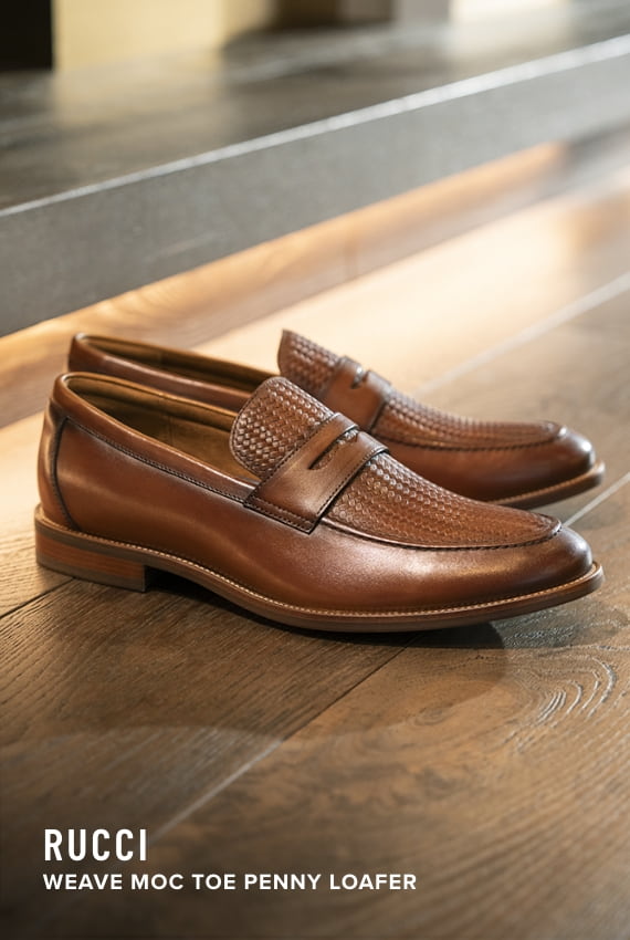 Men's Dress Shoes category. Image features the Rucci Weave penny loafer ...