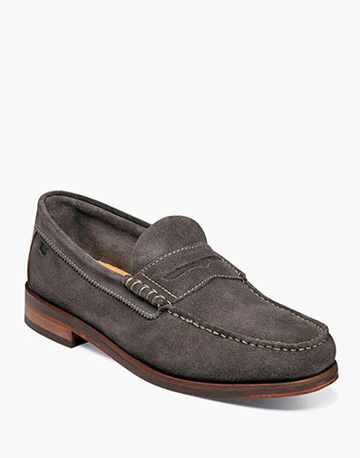 Heads Up Moc Toe Penny Loafer in Gray Suede for $110.00