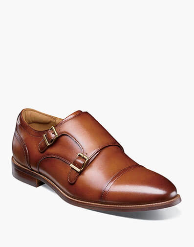 Rucci Cap Toe Double Monk Strap in Cognac for $130.00 dollars.