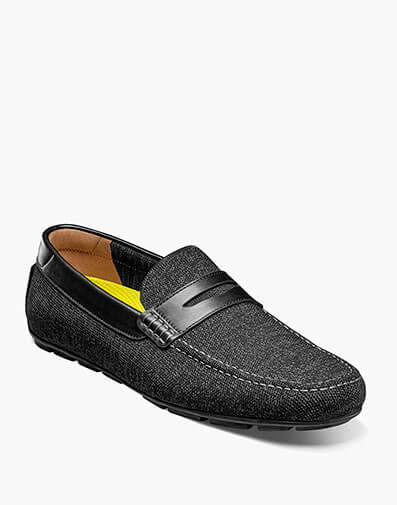 Motor Knit Moc Toe Penny Driver in Black for $95.00 dollars.