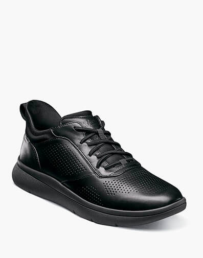 Fleet Perf Toe Elastic Lace Sneaker in Black Smooth for $110.00 dollars.