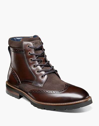 Renegade Wingtip Lace Up Boot in Brown.