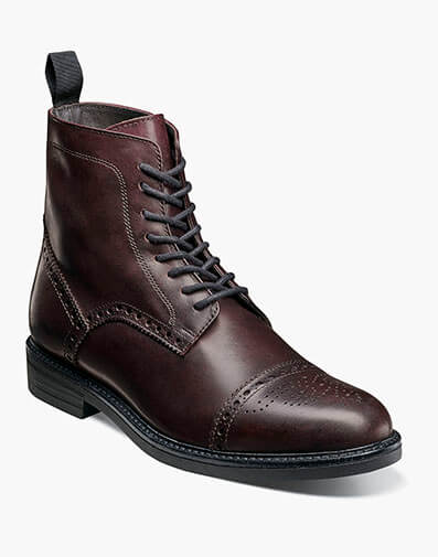 Giotto Cap Toe Lace Up Boot in Wine Antiqued for $225.00 dollars.