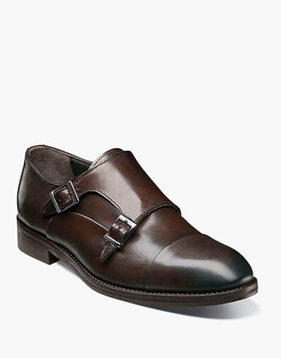 Benton Cap Toe Double Monk Strap in Brown for $195.00 dollars.