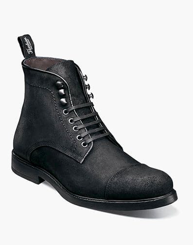 Orlando Cap Toe Lace Up Boot in Black Suede for $225.00 dollars.