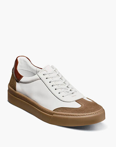 Fremont T-Toe Lace Up Sneaker in White/Sand Multi for $195.00 dollars.