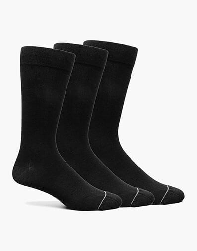 3-Pack Bamboo Solid Solid Men’s Crew Dress Socks in Black for $30.00 dollars.