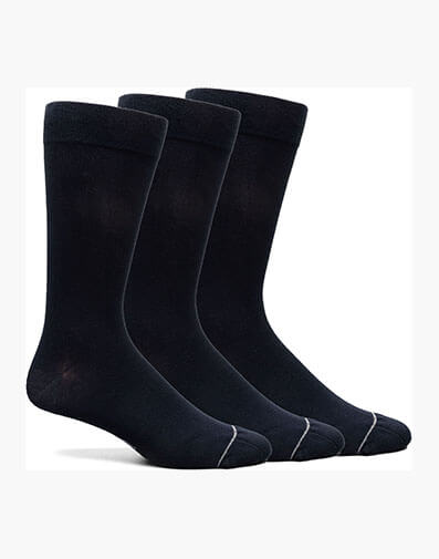 3-Pack Bamboo Solid Solid Men’s Crew Dress Socks in Navy for $30.00 dollars.