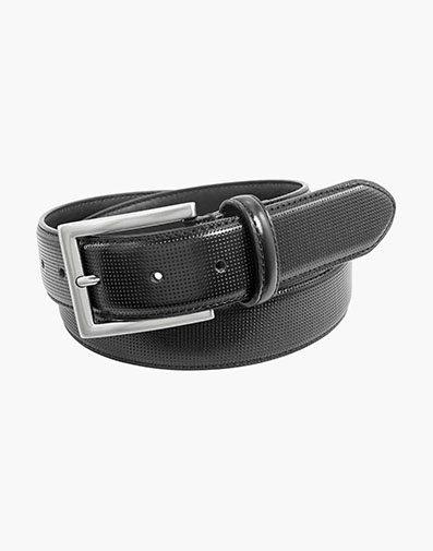 Sinclair Perf Leather Belt in Black.